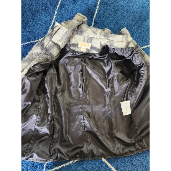 Michael by Michael Kors Paid Wool Blend Hooded Toggle Closure Coat 14 - Picture 7 of 9